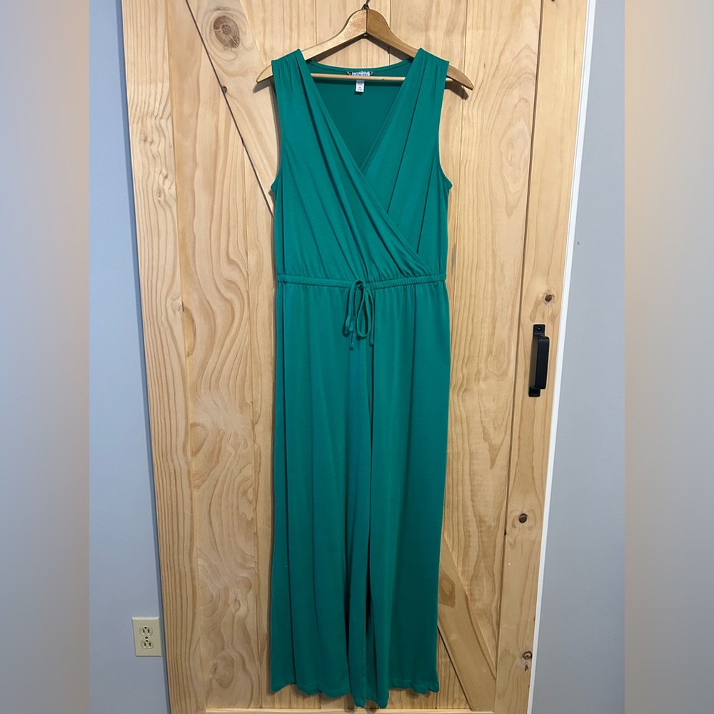 Elegant Green Sleeveless Wide Leg Wrap Jumpsuit